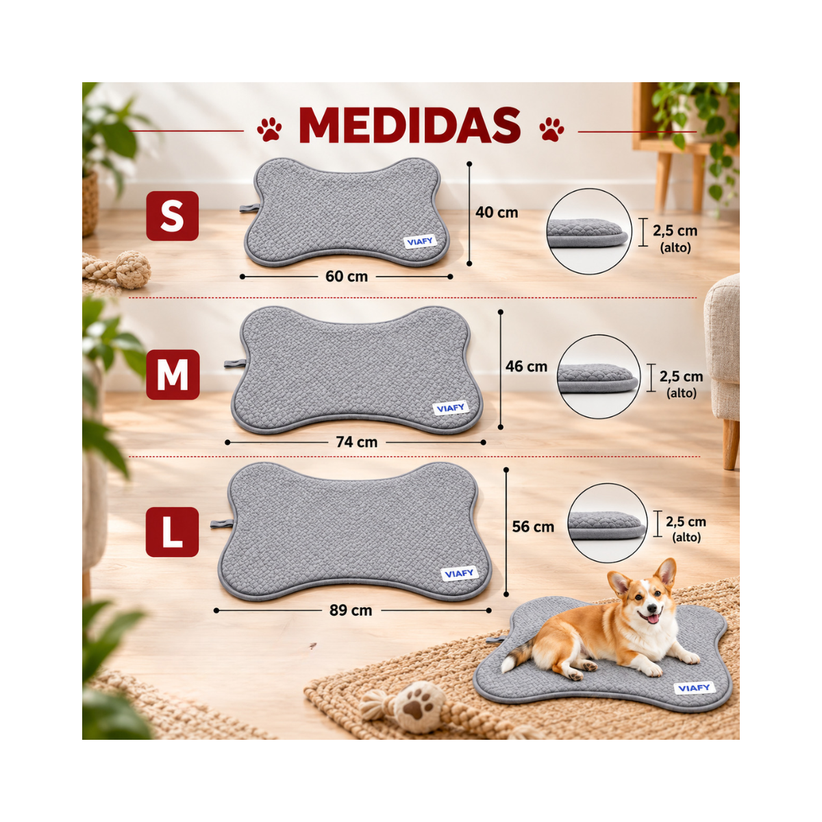 Medidas de la manta t&eacute;rmica para perros: 70 x 50 cm